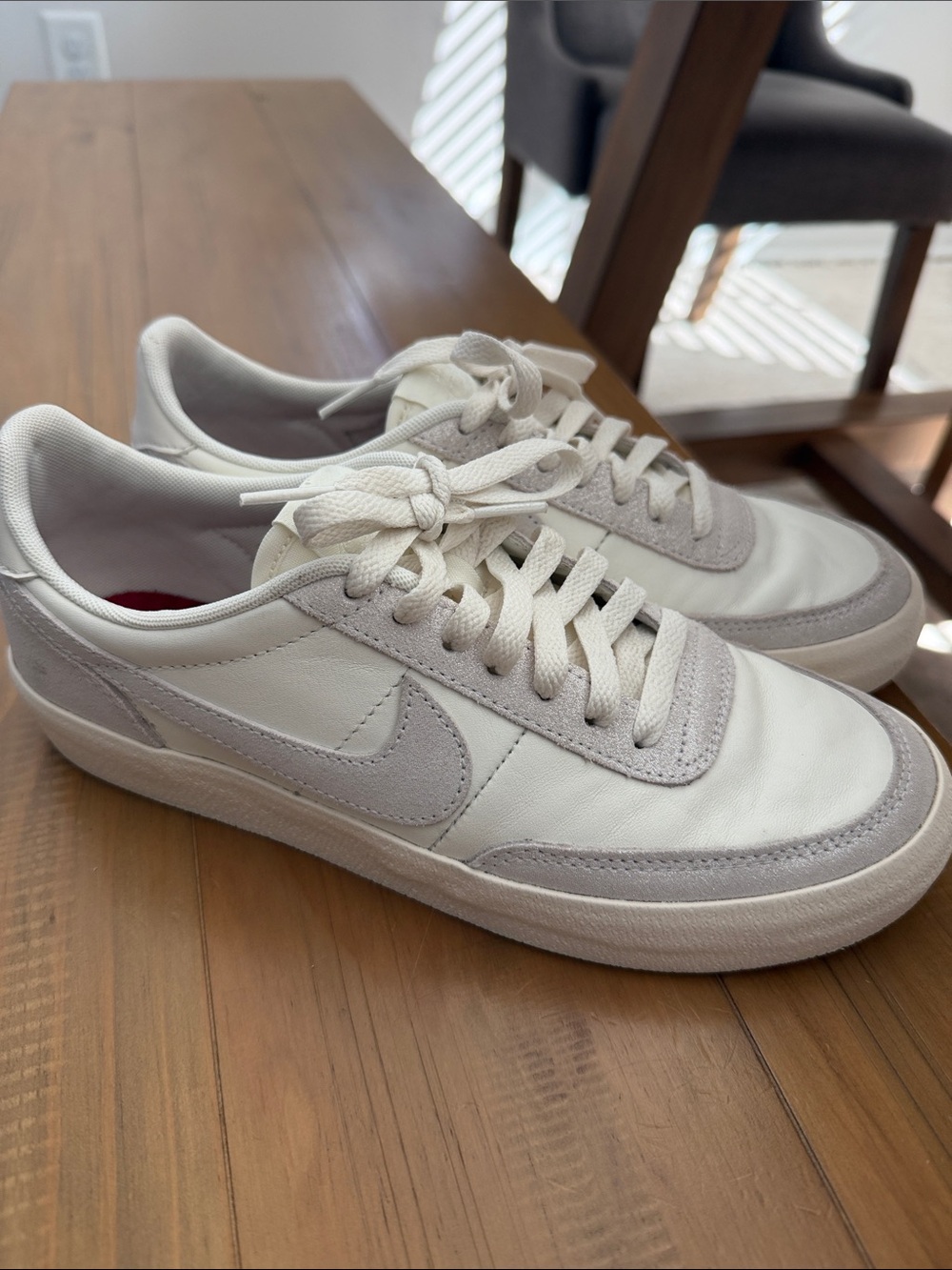 Nike Women’s Classic White & Light Gray Leather Sneakers